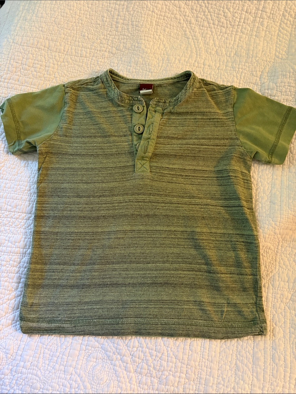 Tea Collection Olive Green Short Sleeve Henley Top